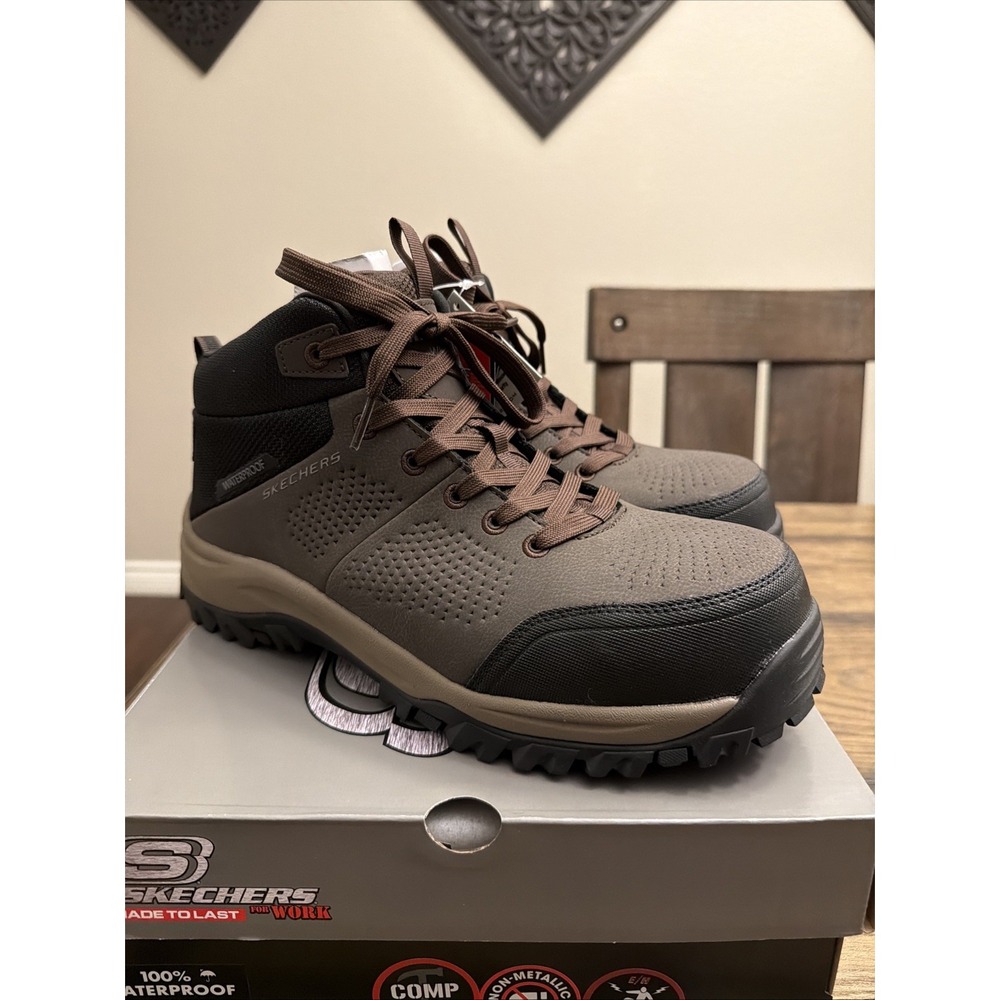 Skechers Work Relment Erett Mens Size 9.5 Wide Waterproof Composite Toe Boots